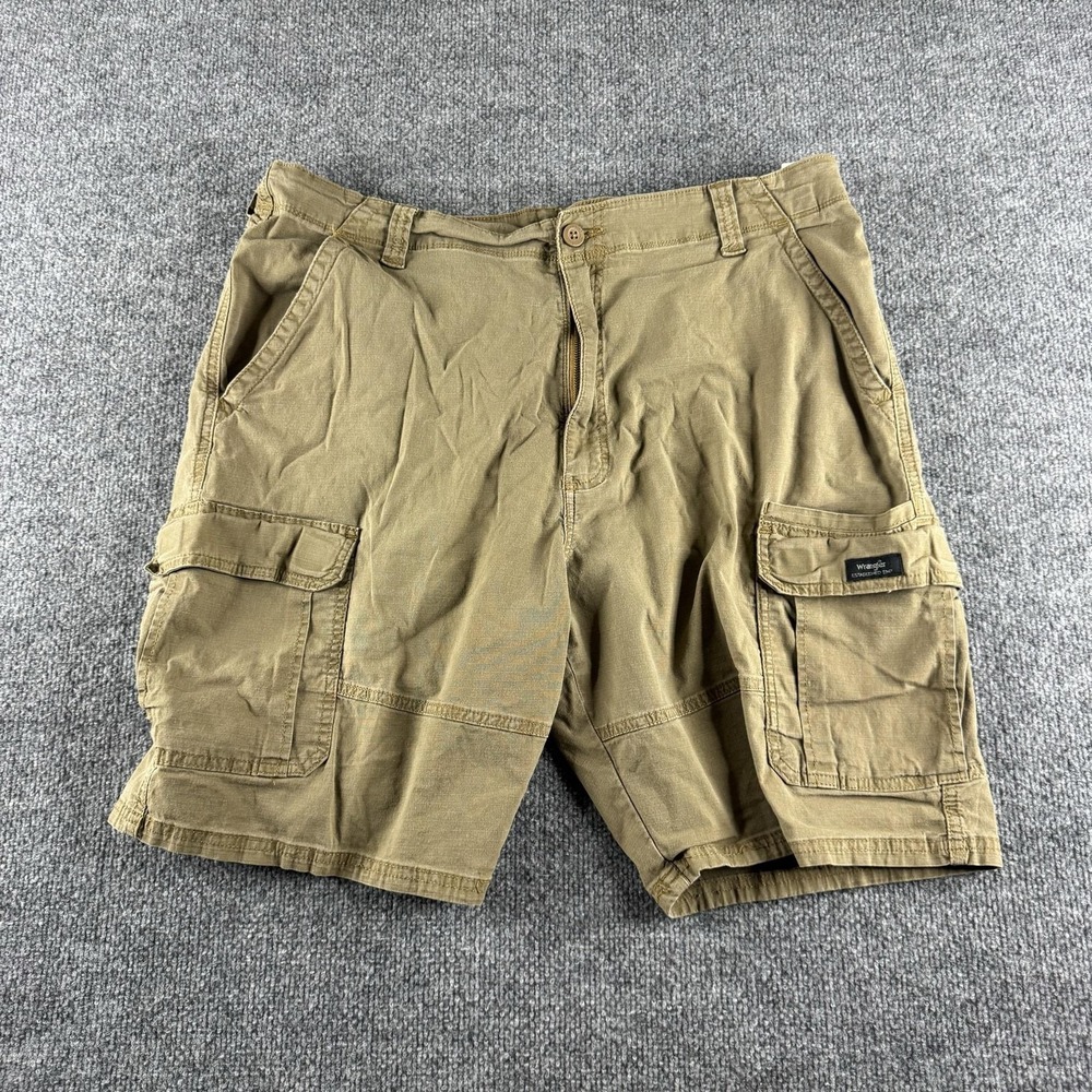 Wrangler Cargo Shorts Mens 40 Beige Relaxed‎ Fit Cotton Canvas Pockets Workwear